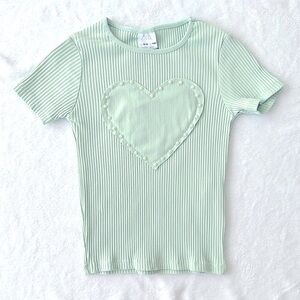 NWT Zara Kids Ribbed Heart Appliqué T-Shirt